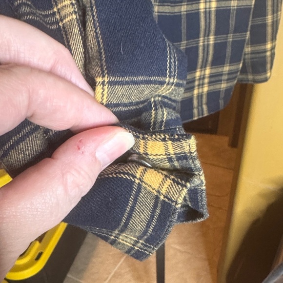 NWOT Doe & Rae Navy & Yellow Plaid Jacket with Beige Sherpa Collar Size XL - Picture 5 of 7